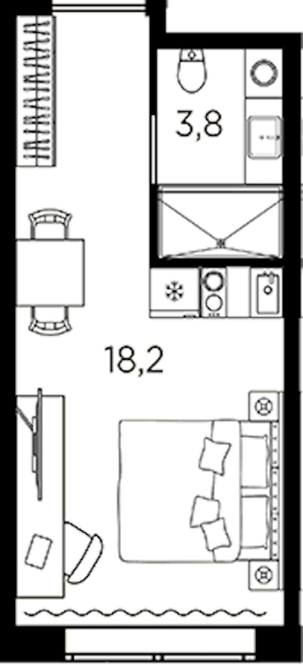 Квартира студия 22 м², 2/13 эт., ЖК «AVENIR Industrial»